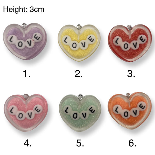 Charms: Hearts with LOVE Text
