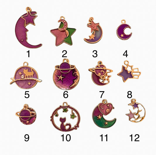 Charms: Purple Moon & Stars Collection
